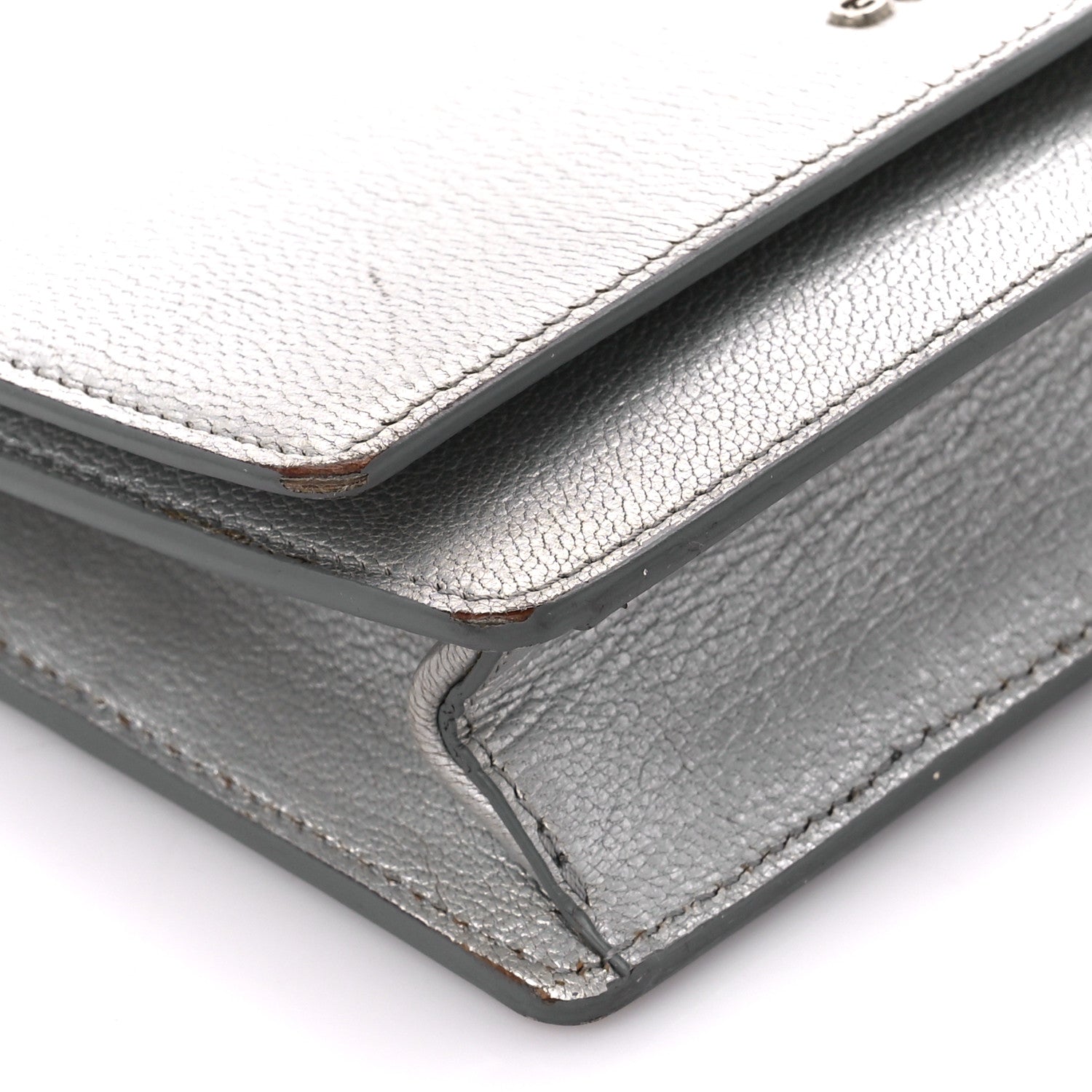 Givenchy Metallic Sugar Goatskin Pandora Chain Wallet Silver 10 of 11
