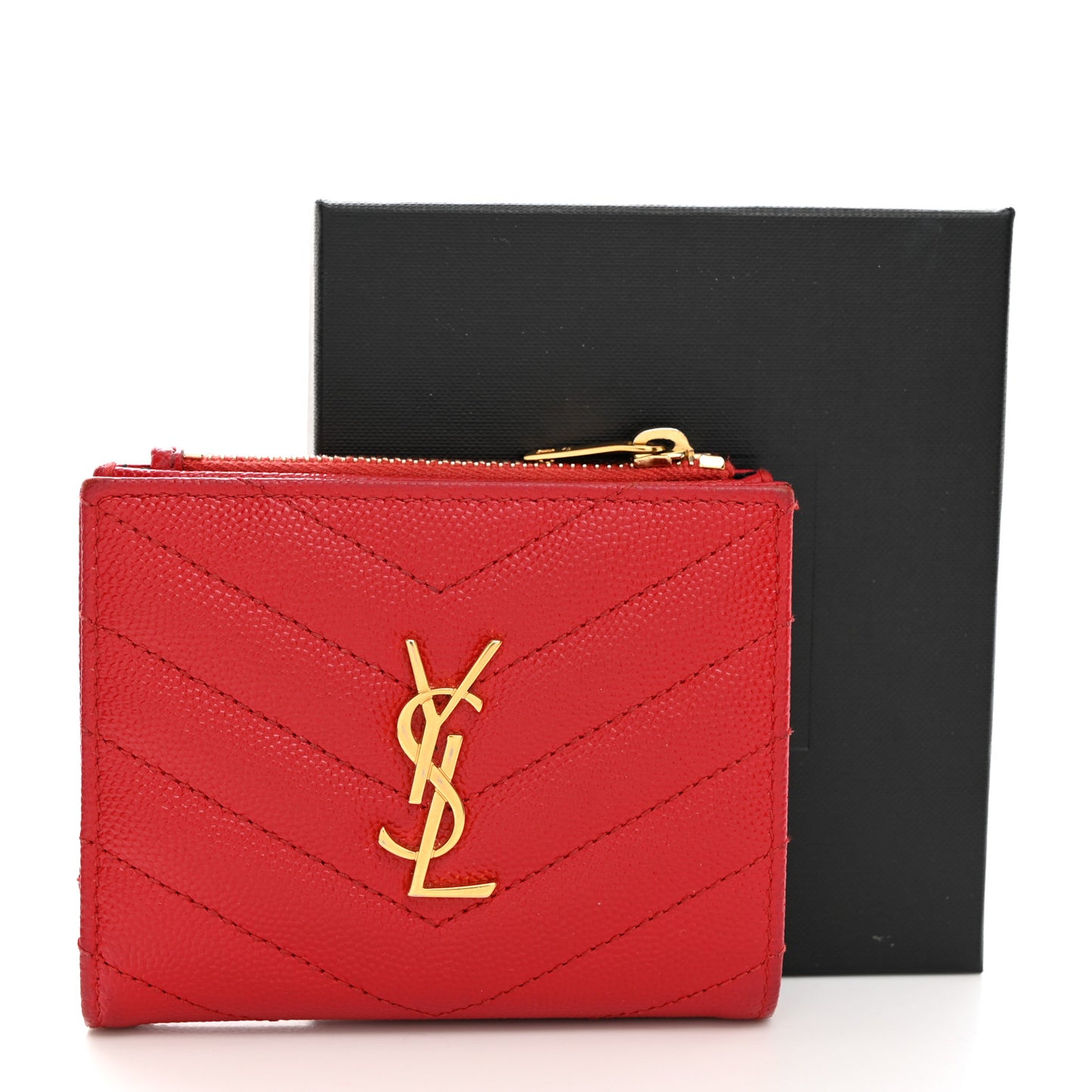 Grain De Poudre Matelasse Chevron Monogram Zipped Card Case Bandana Red