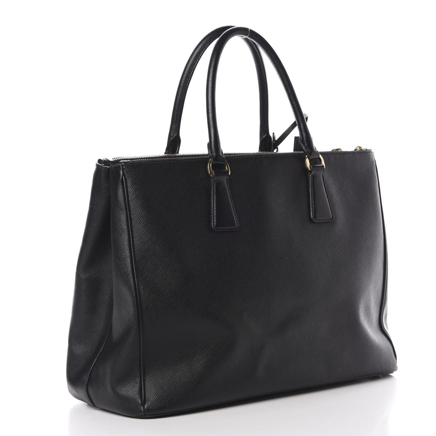 Saffiano Medium Galleria Double Zip Tote Black