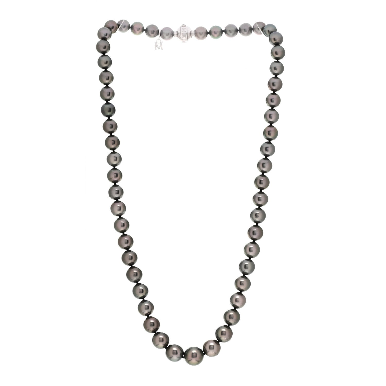 Mikimoto 18K White Gold Black South Sea Pearl 8.5-11mm Graduated Strand Necklace 20" 3 of 6