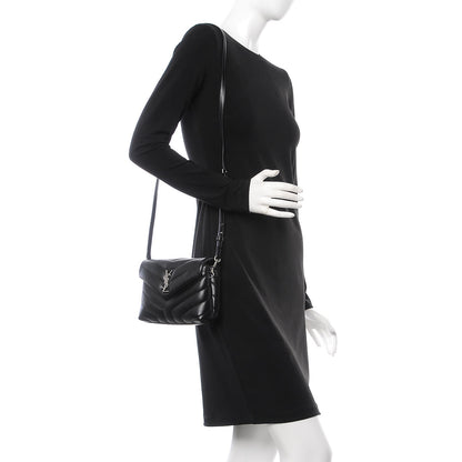 Saint Laurent Calfskin Y Quilted Monogram Toy Loulou Crossbody Bag Black 2 of 9