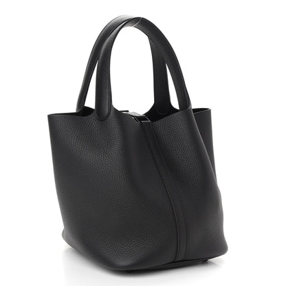Hermes Taurillon Clemence Monochrome Picotin Lock 22 MM Black 2 of 8