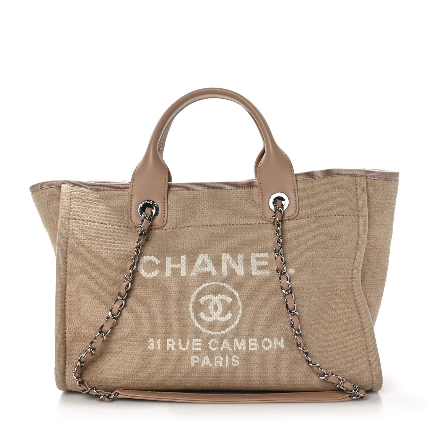 Mixed Fibers Small Deauville Tote Beige