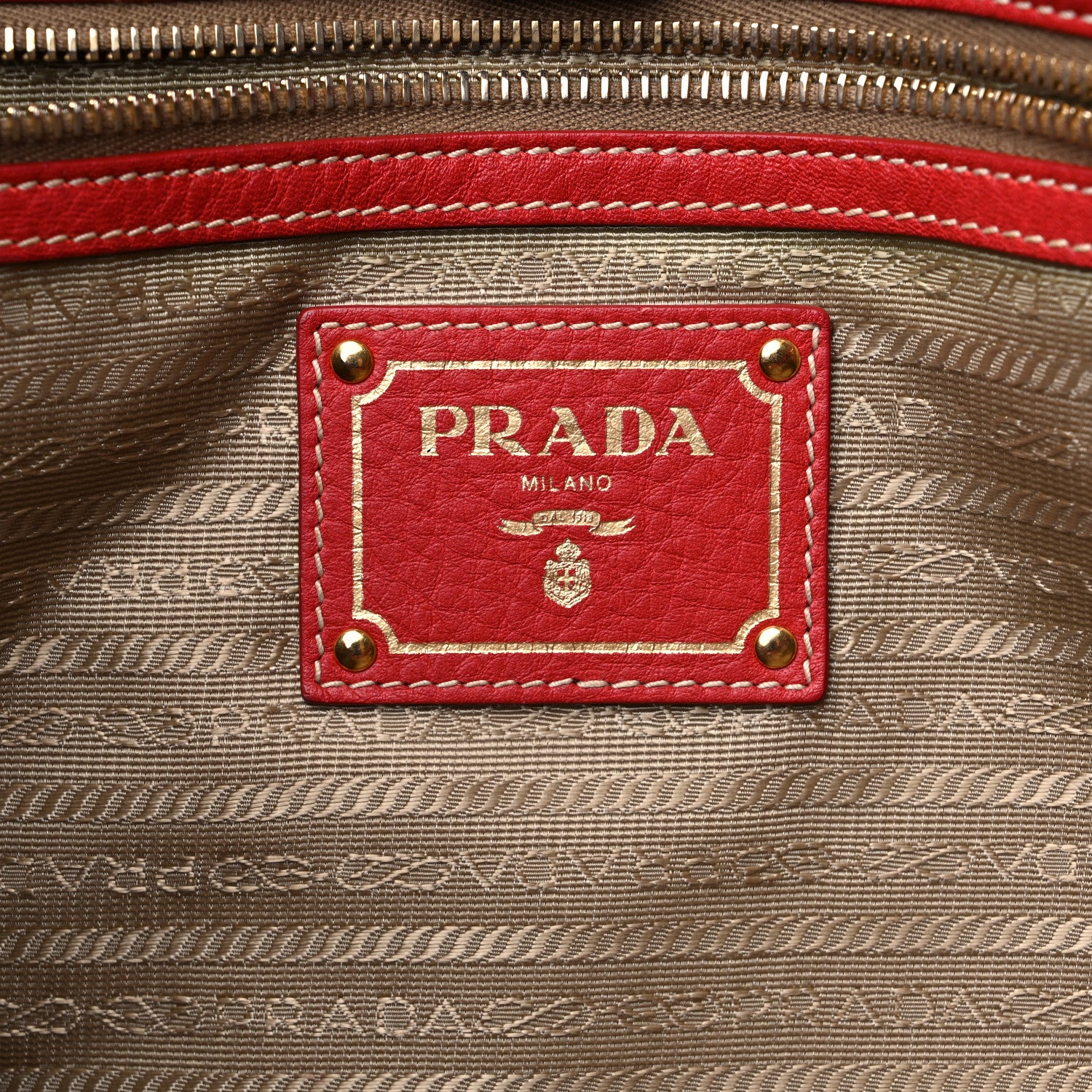 Prada Vitello Daino Side Zip Shopper Tote Rosso 6 of 8