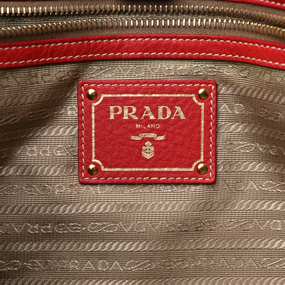 Prada Vitello Daino Side Zip Shopper Tote Rosso 6 of 8