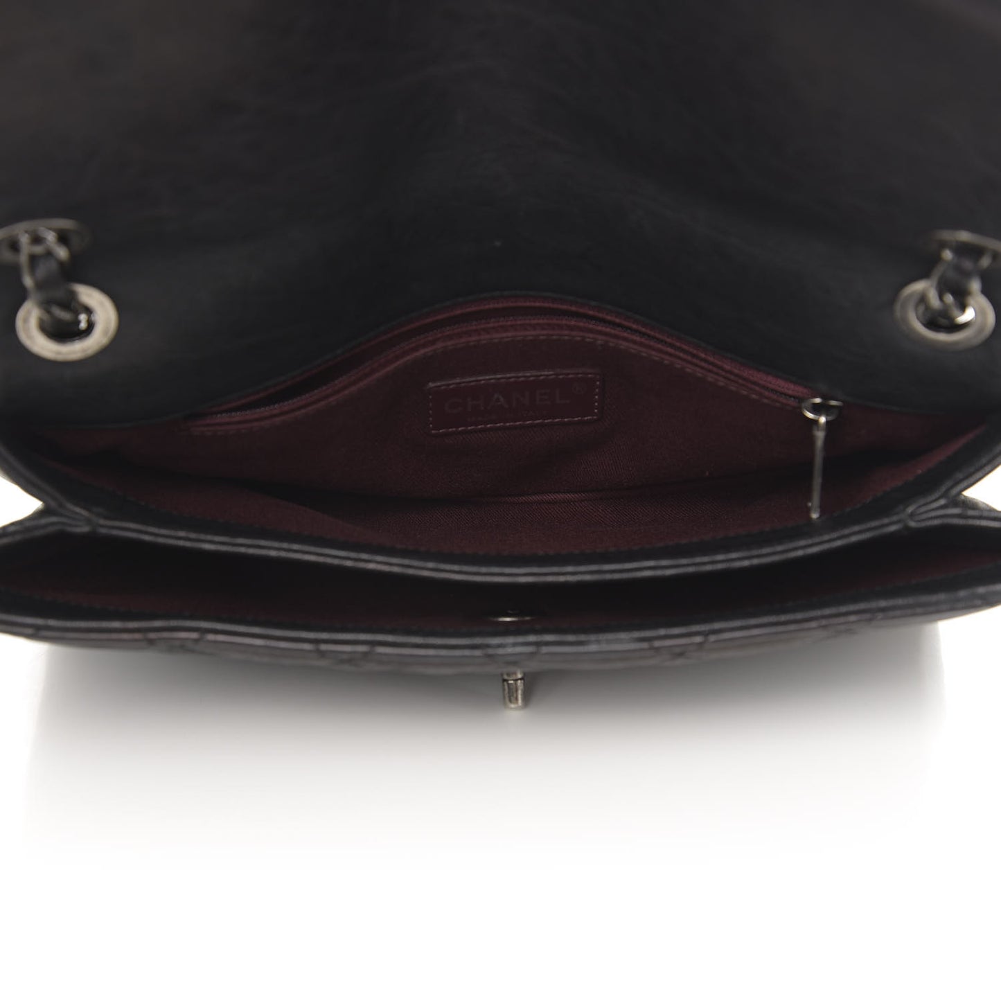 Crumpled Lambskin Quilted Medium Single Flap Black