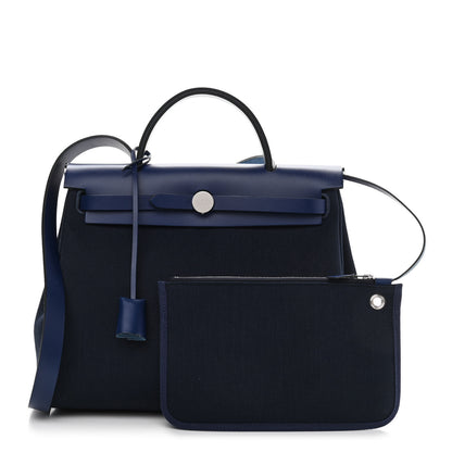 Hermes Military Toile Vache Hunter Herbag Zip 31 PM Bleu Marine Bleu Saphir 1 of 11