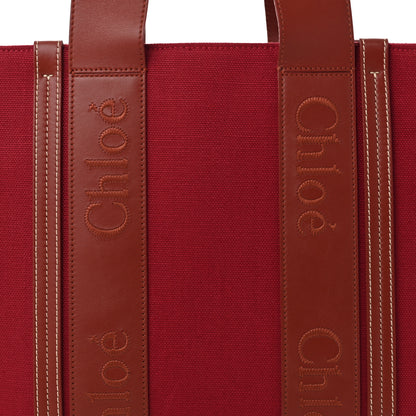 Chloe Canvas Calfskin Medium Woody Ribbon Tote Dark Red 8 of 11