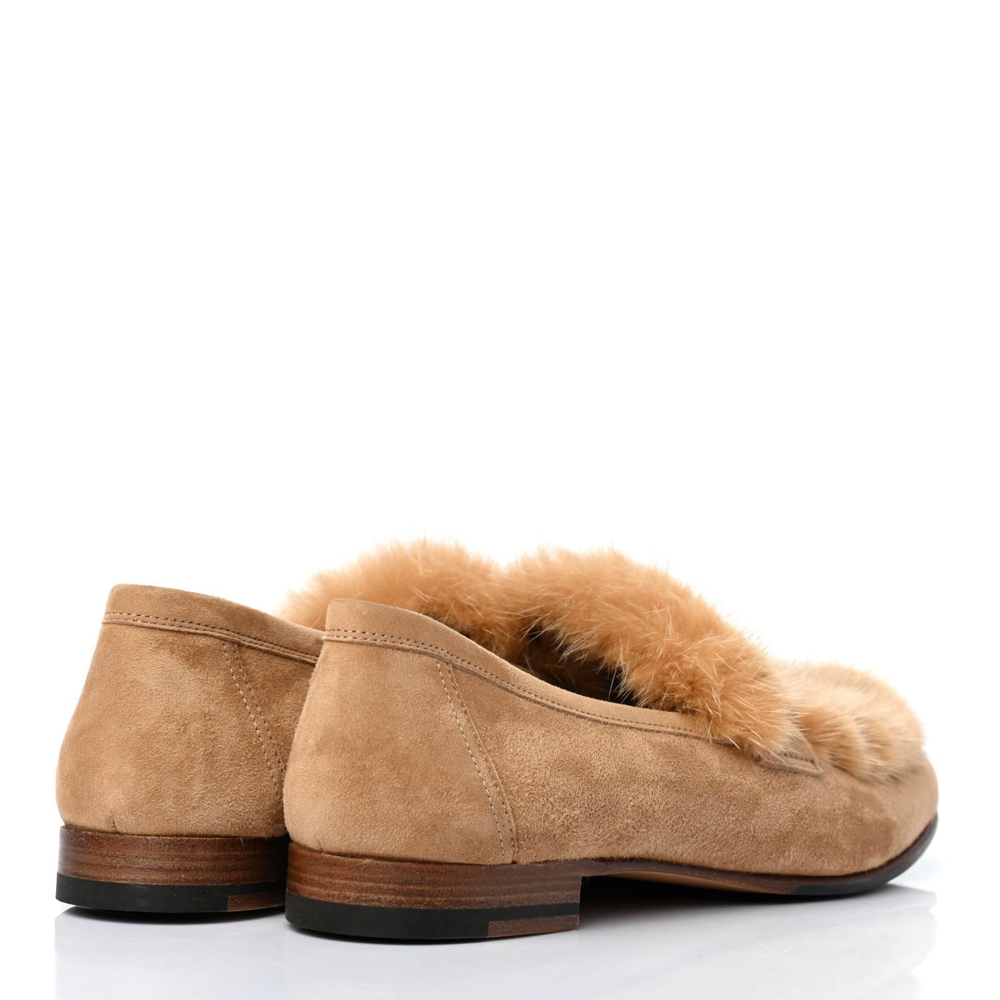 Mink Fur Suede Goatskin Paris Loafers 37.5 Marron Havane
