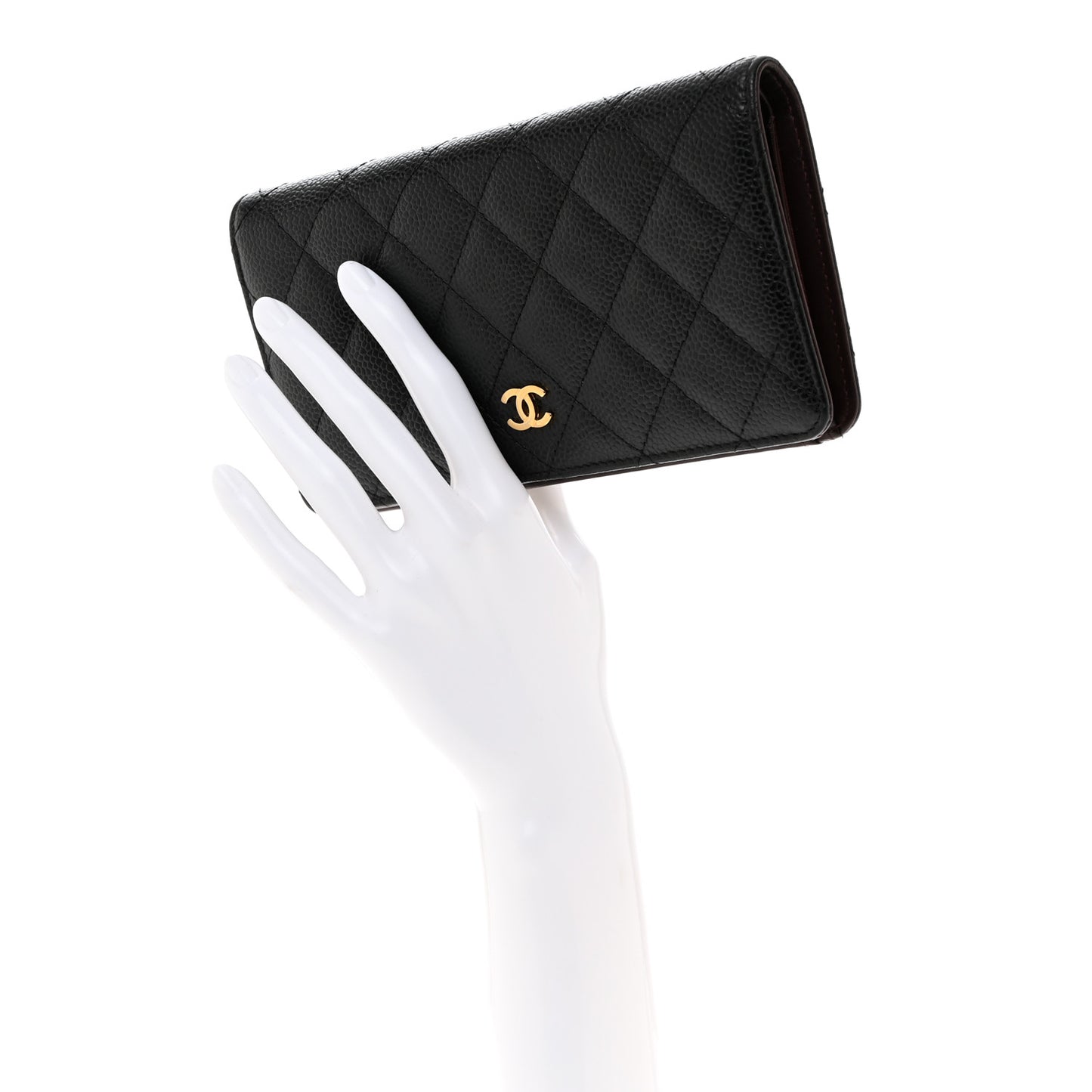 Caviar Quilted Yen Wallet Black