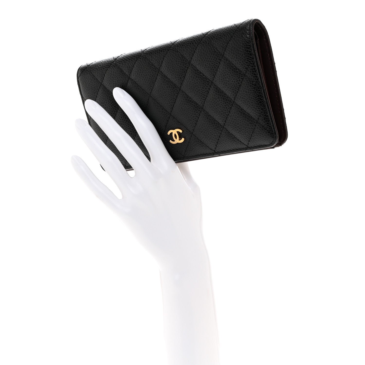 Chanel Caviar Quilted Yen Wallet Black 2 of 9