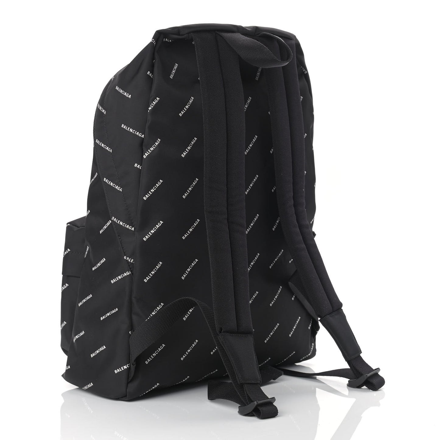 Twill Nylon Allover Logo Print Explorer Backpack Black White