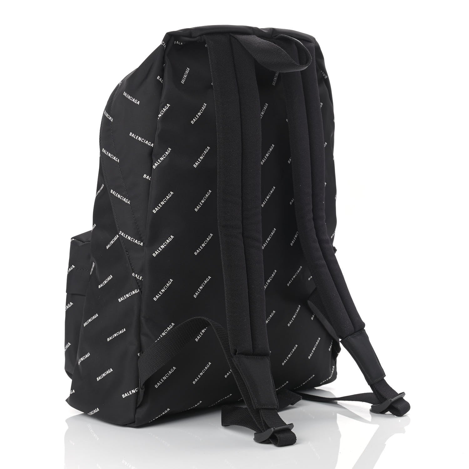 Balenciaga Twill Nylon Allover Logo Print Explorer Backpack Black White 3 of 8