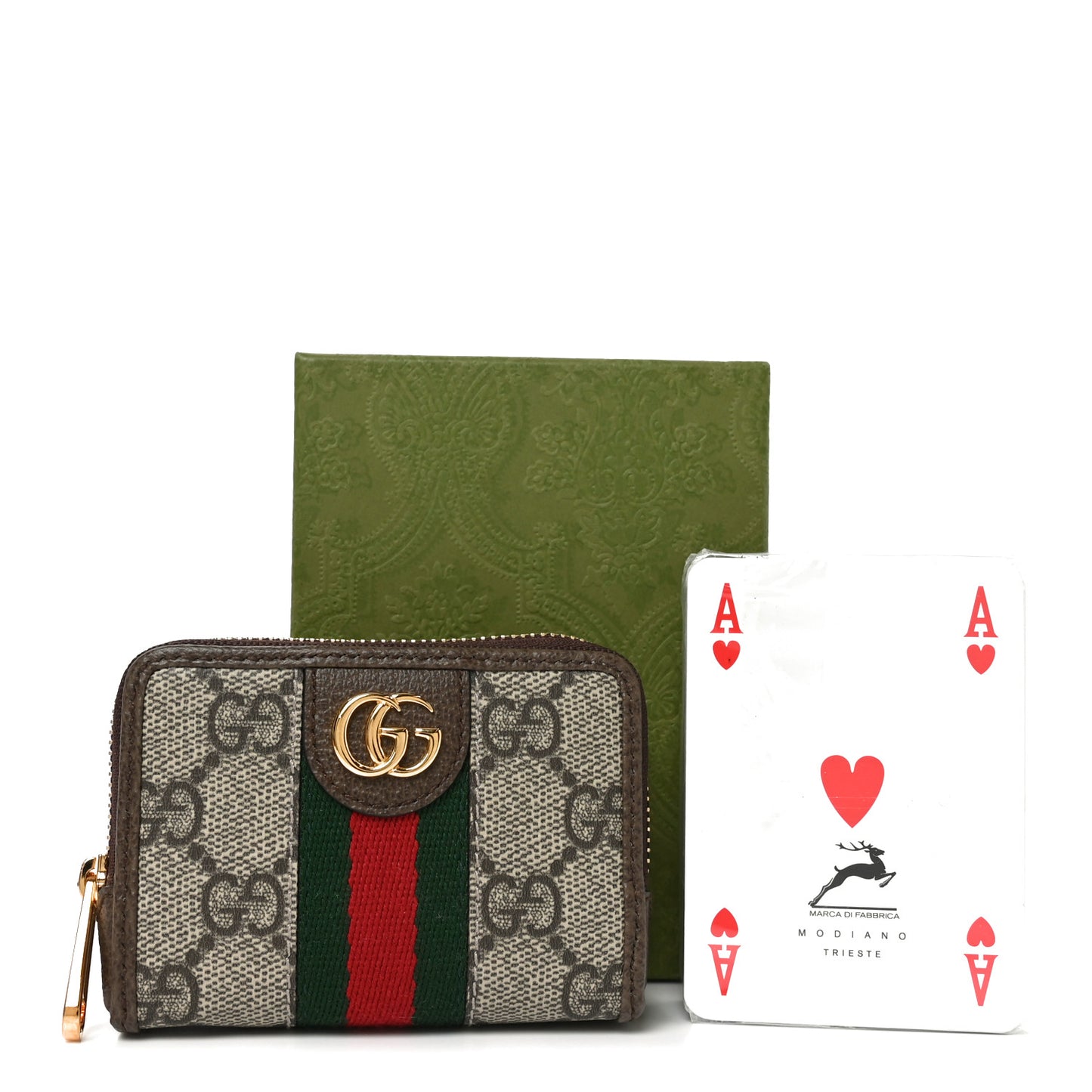 GG Supreme Monogram Web Ophidia Playing Card Case Beige New Acero