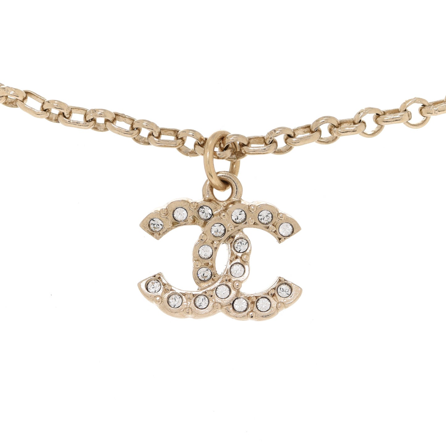 Crystal CC Beaded Pendant Necklace Gold