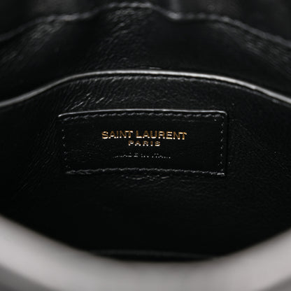 Saint Laurent Suede Woven Baby Victoire Chain Clutch Bag Black 6 of 10