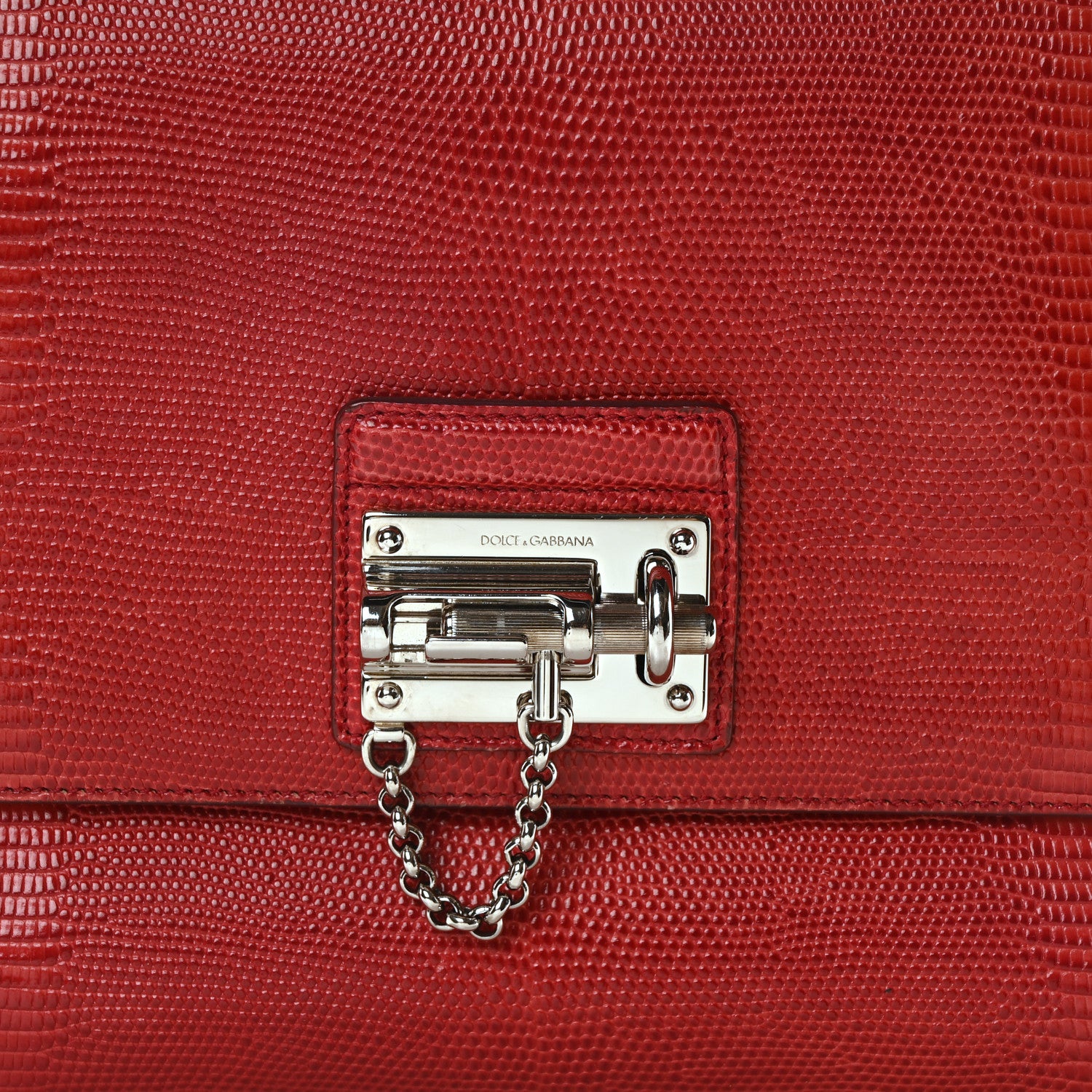 Dolce & Gabbana Lizard Calfskin Embossed Medium Monica Top Handle Bag Rosso Scuro 9 of 11
