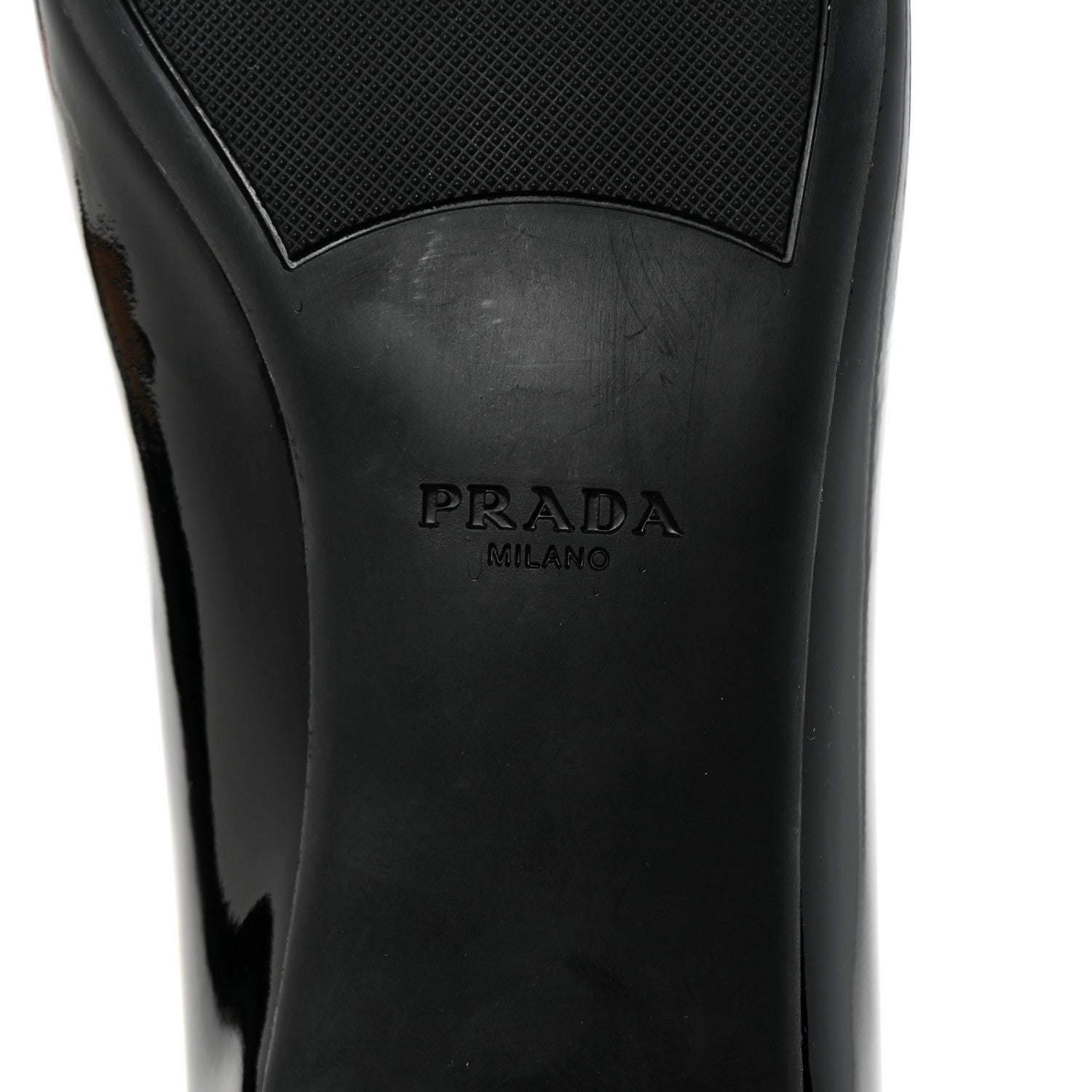 Prada Vernice Cap Toe Logo Bow Ballerina Flats 37.5 Black 7 of 9
