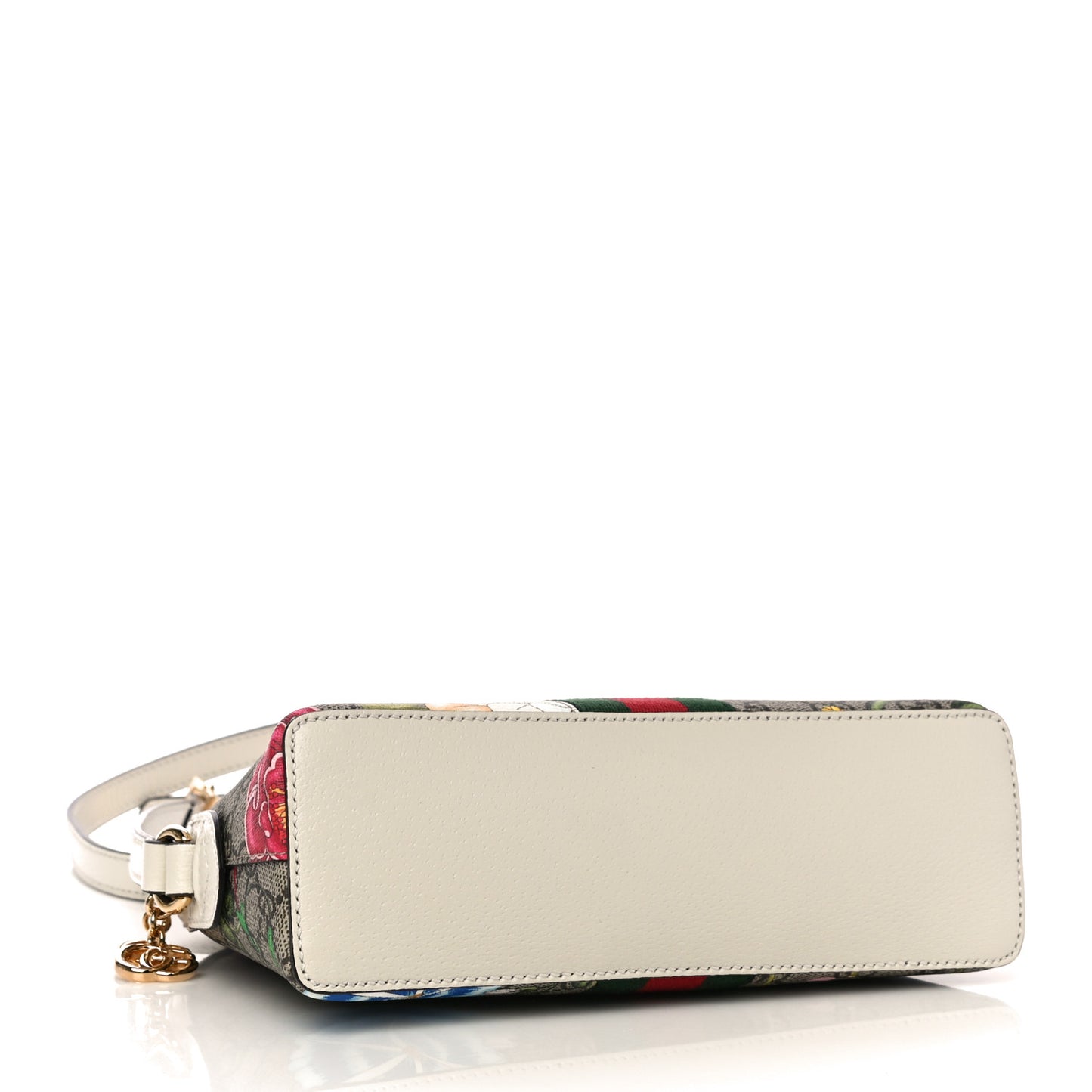 GG Supreme Monogram Flora Web GG Small Ophidia Dome Shoulder Bag White