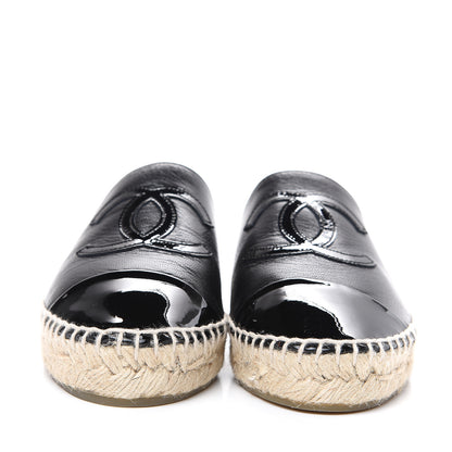 Chanel Iridescent Goatskin Patent CC Espadrille Mules 35 Black 2 of 10