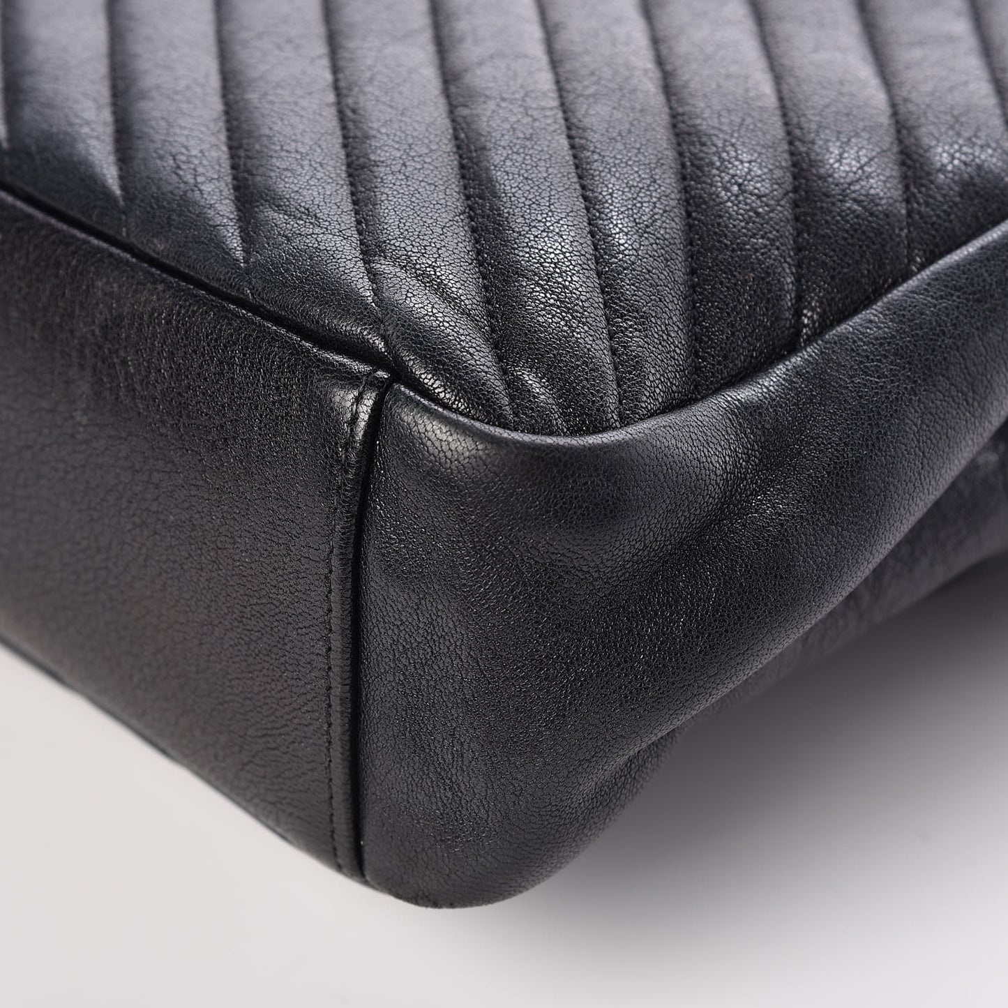 Sheepskin Matelasse Chevron Monogram Large College Satchel Black