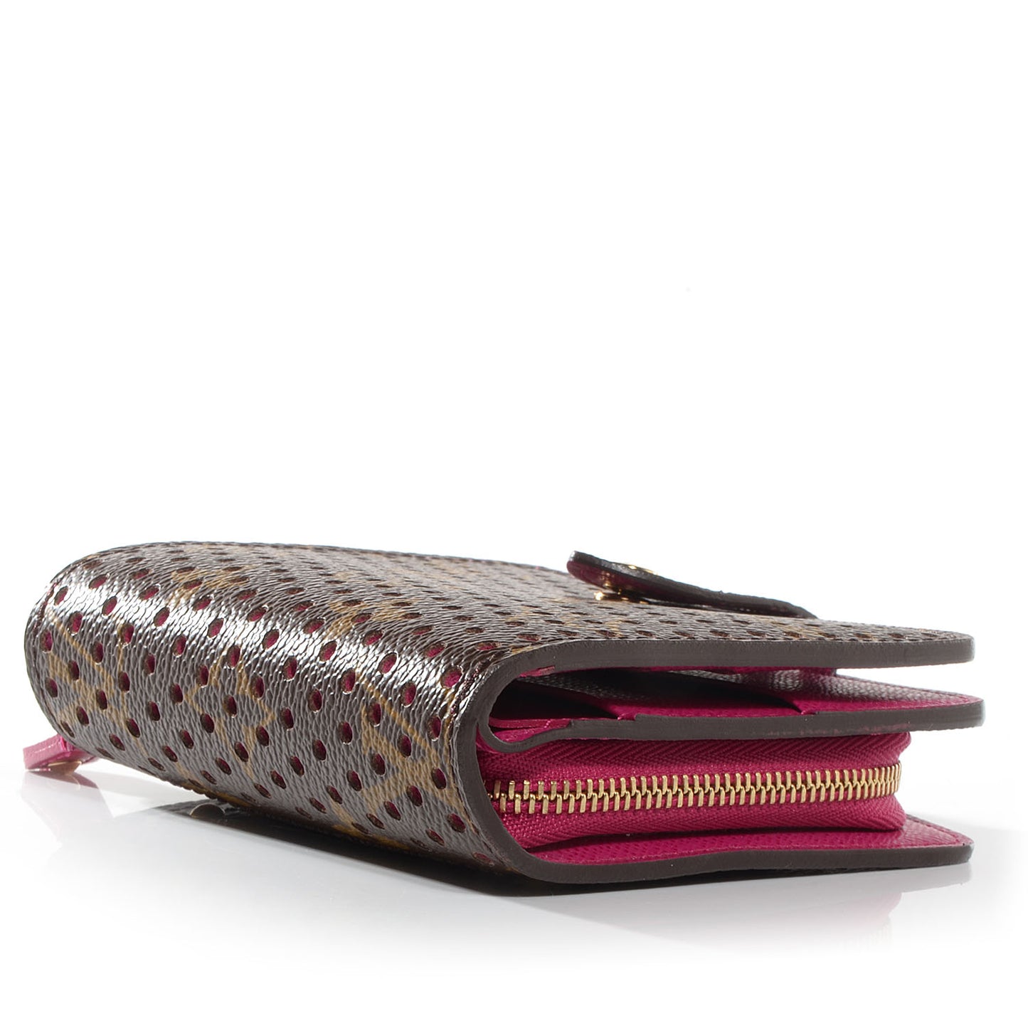Monogram Perforated Compact Zipped Wallet Fuchsia