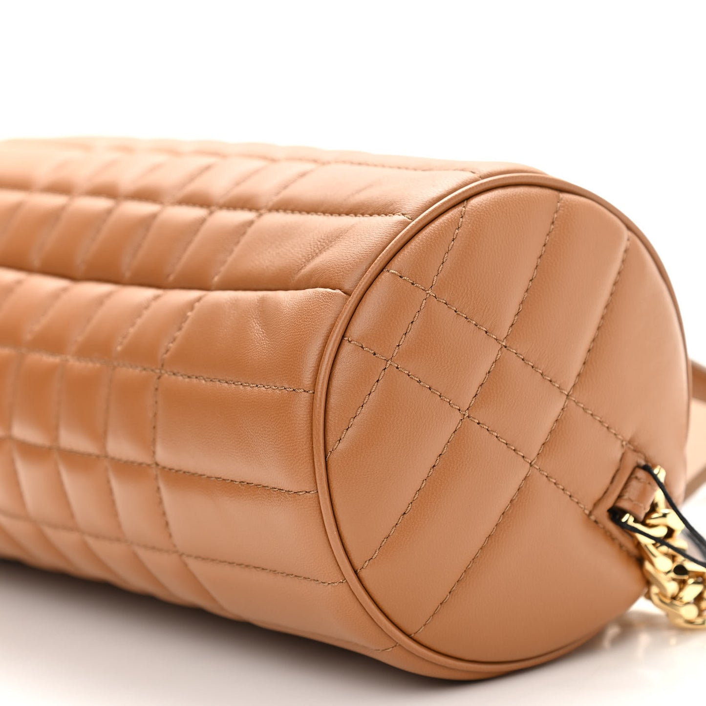 Lambskin Quilted Lola Barrel Bag Maple Brown