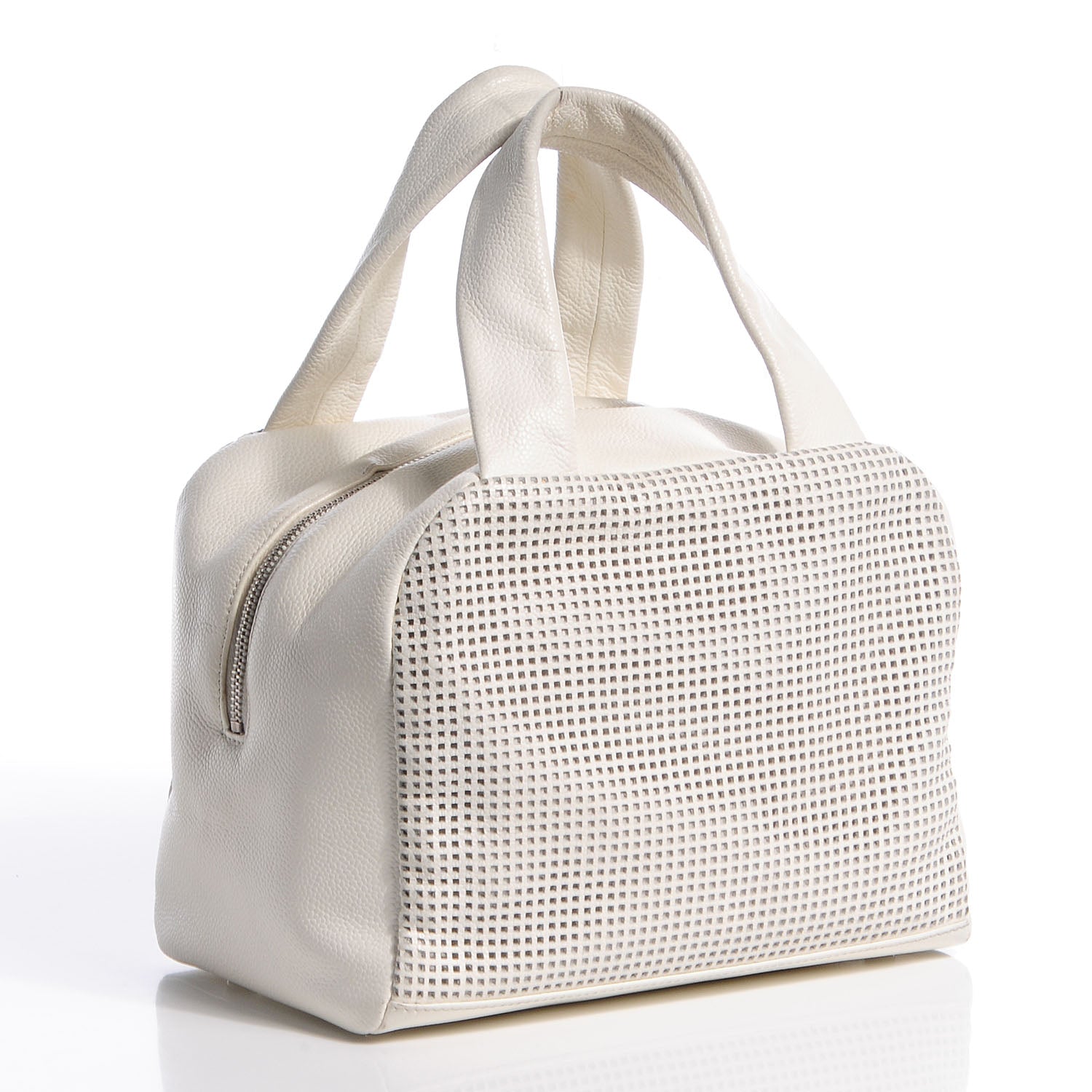 Chanel Leather Perforated Bowler White 3 of 7