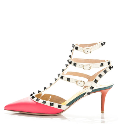 Valentino Garavani Nappa Rockstud Ankle Strap Low Heel Pumps 38.5 Multicolor 1 of 7