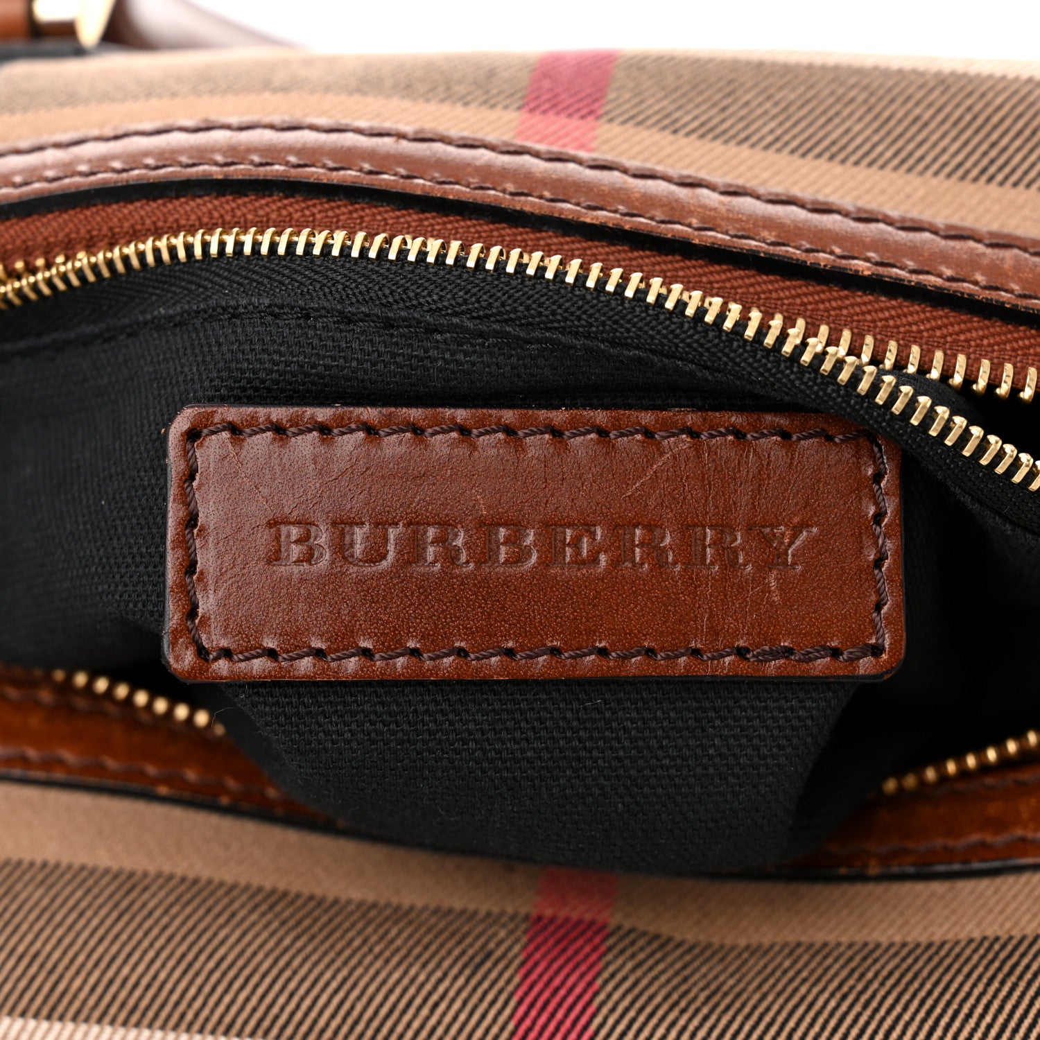 Burberry House Check Bridle Calfskin Medium Alchester Bowling Bag Dark Tan 6 of 13