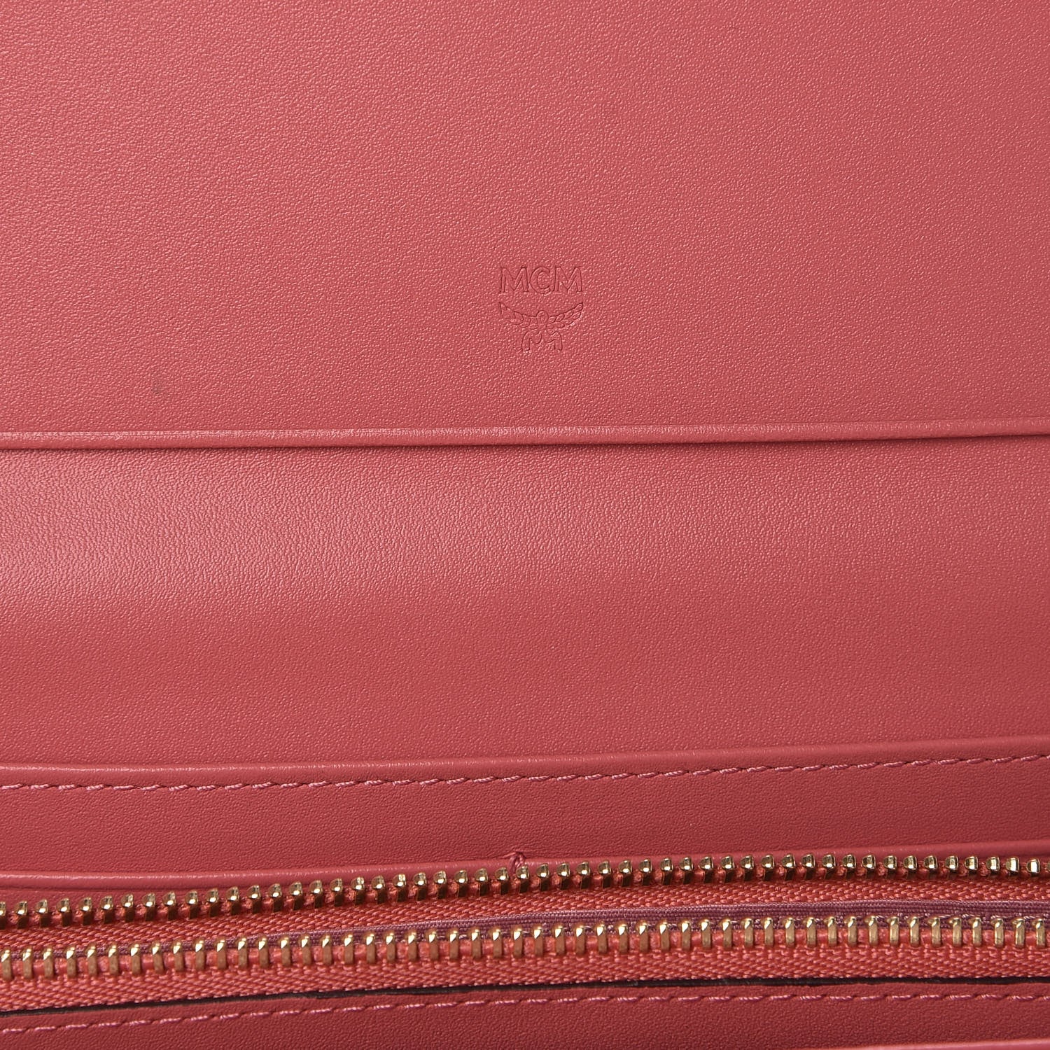 MCM Visetos Grained Calfskin Corina Two Fold Wallet Pink 7 of 9