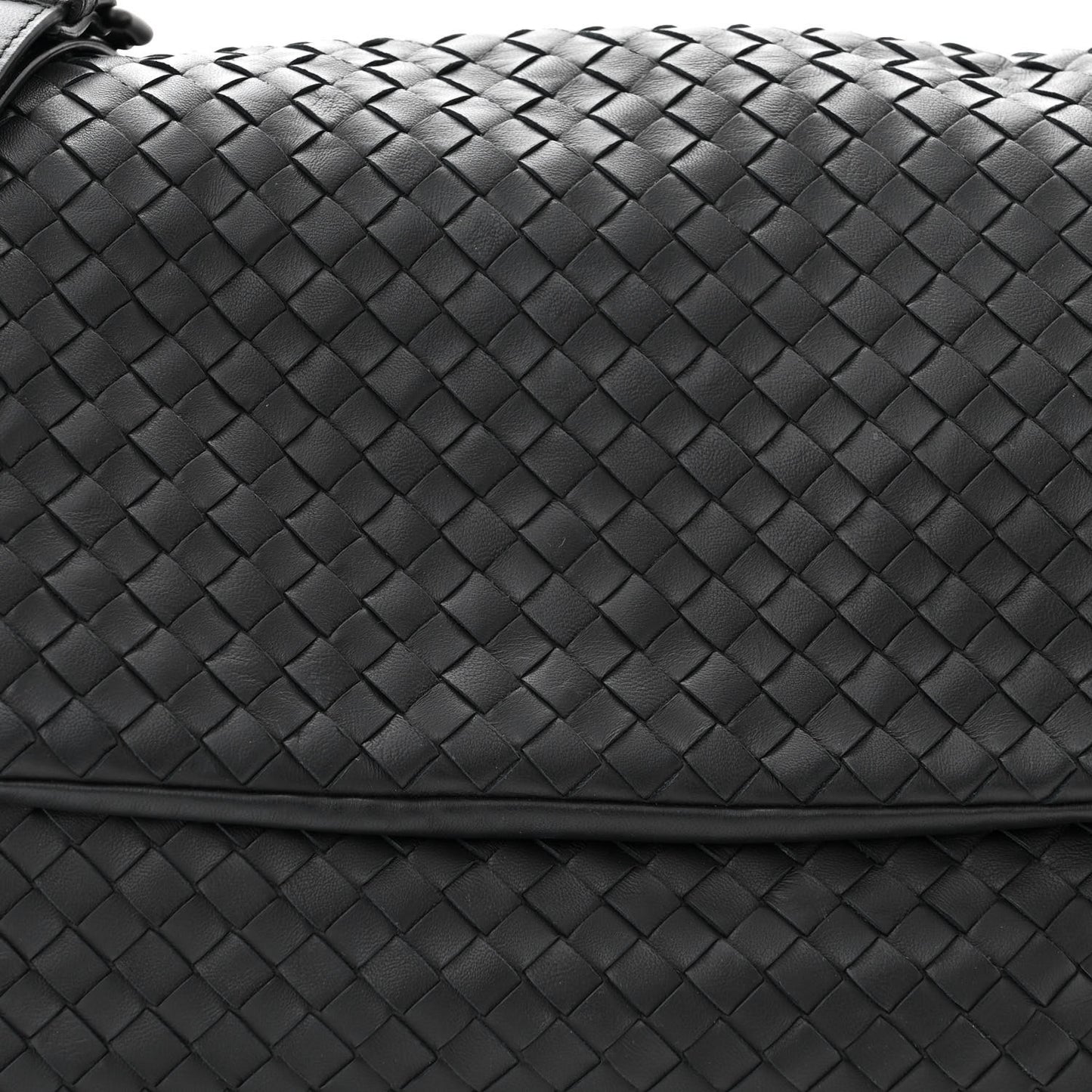 Nappa Intrecciato Flap Shoulder Bag Black