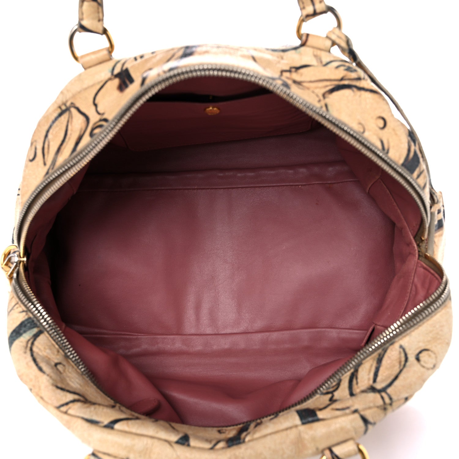 Prada X JAMES JEAN Cervo Lux Fairy Print Top Handle Satchel Prugna 4 of 27