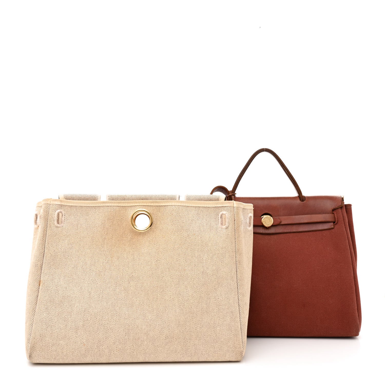 Hermes Toile Vache Calfskin Herbag 30 PM Havane 3 of 18