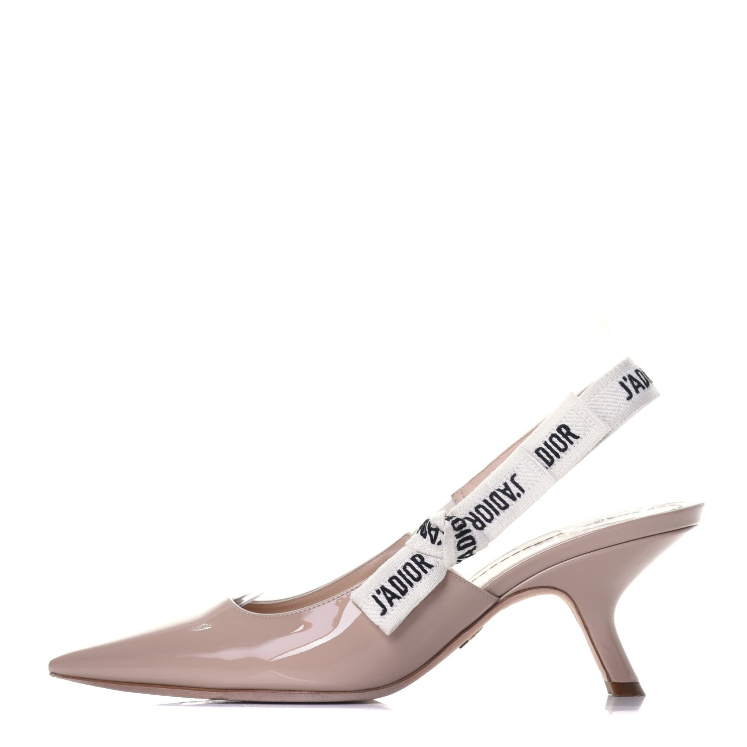 Christian Dior Patent Ribbon J'Adior Slingback 65mm Pumps 37.5 Nude 1 of 12