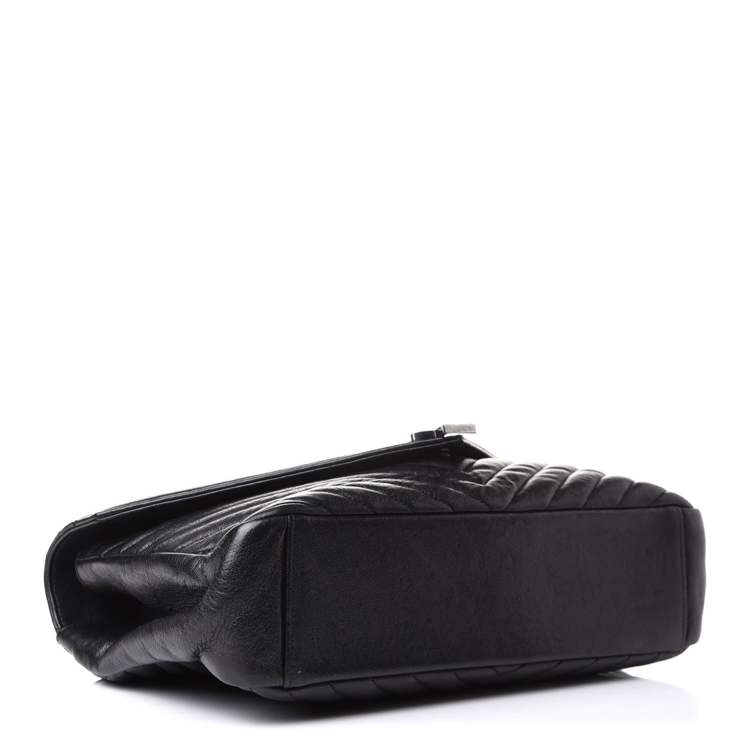 Saint Laurent Sheepskin Matelasse Chevron Monogram Monochrome Large College Satchel Black 3 of 8