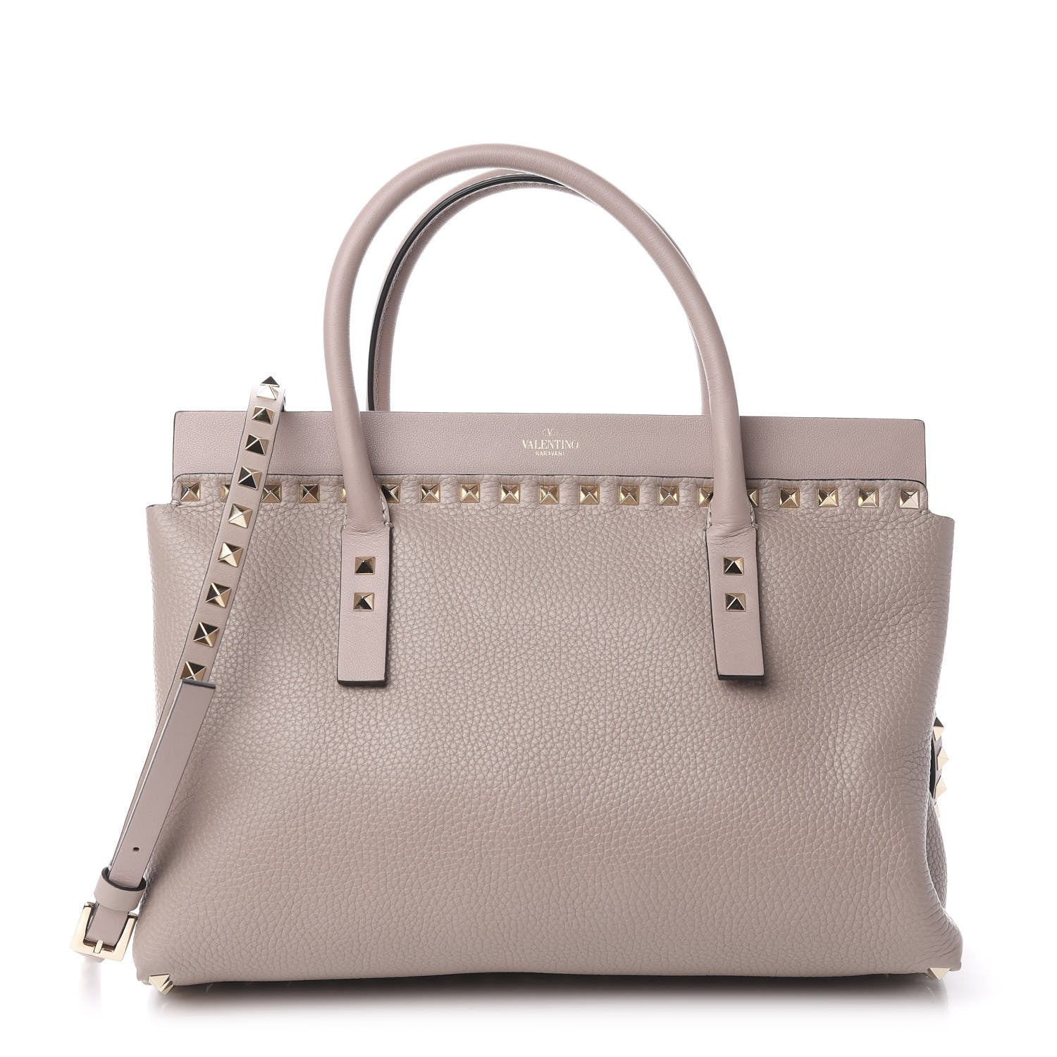 Valentino Garavani Grained Calfskin Rockstud Tote Poudre 1 of 9