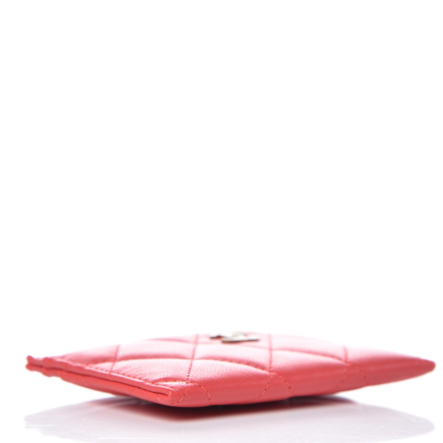 Lambskin Quilted Card Holder Red