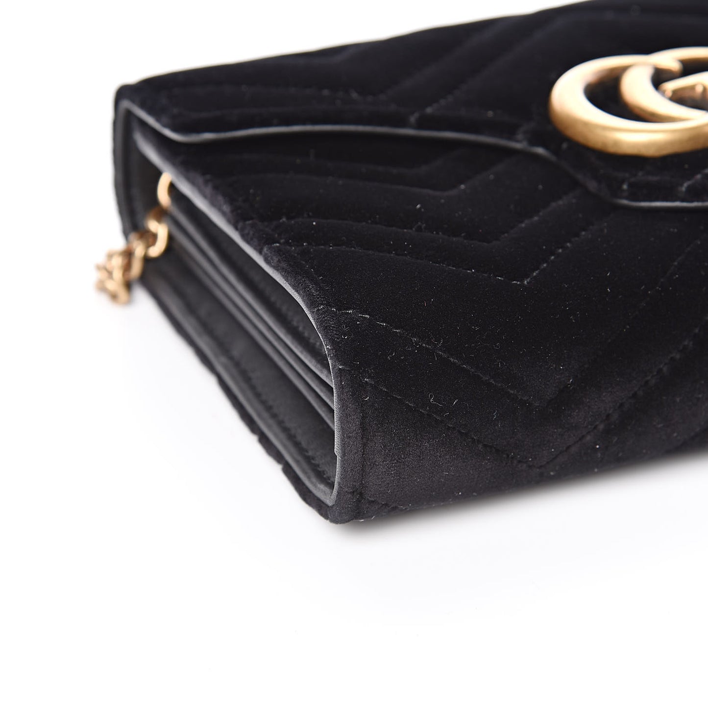 Velvet Matelasse GG Marmont Chain Wallet Black