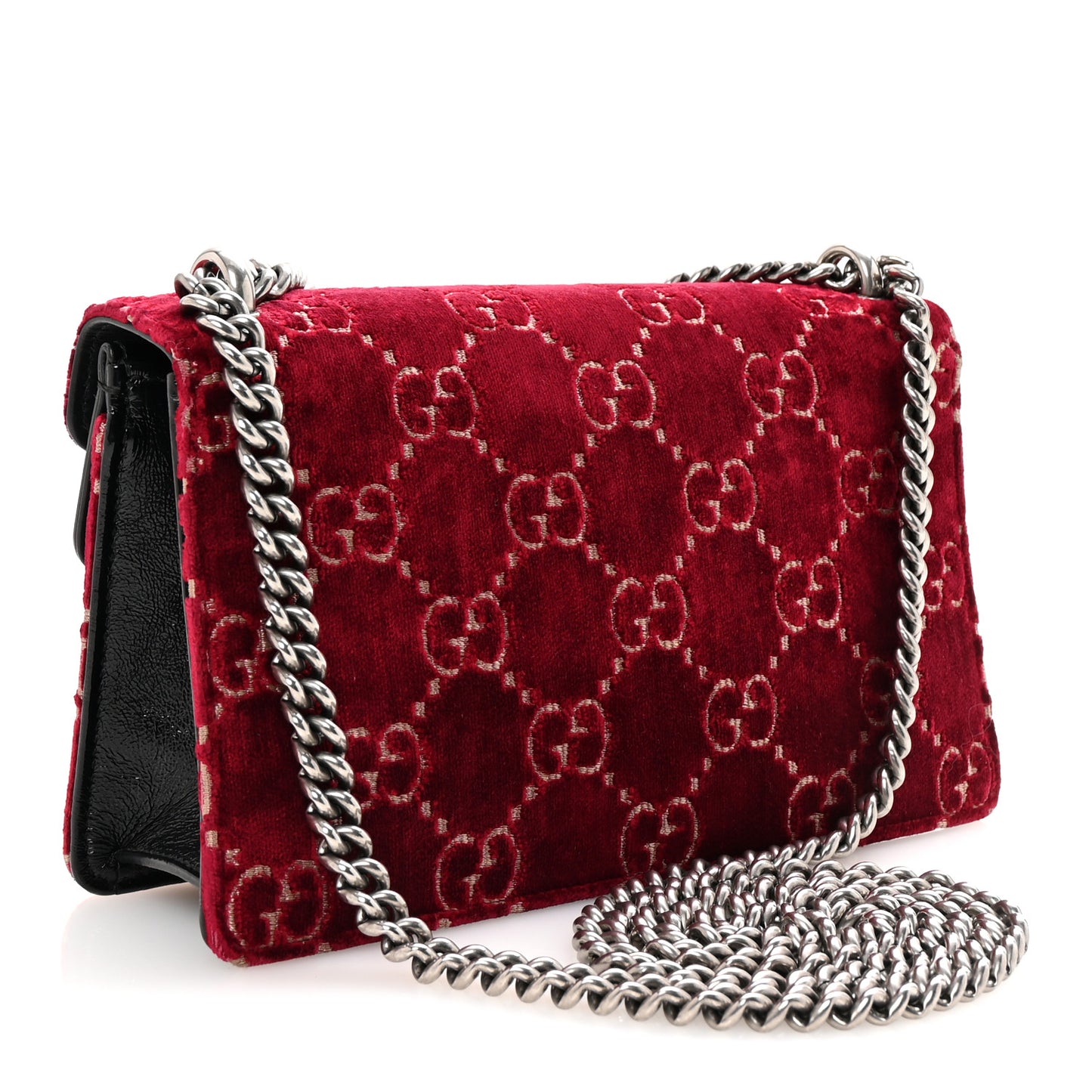 Velvet Skipper Crystal GG Monogram Small Dionysus Shoulder Bag Red Cipria Black Black Diamond