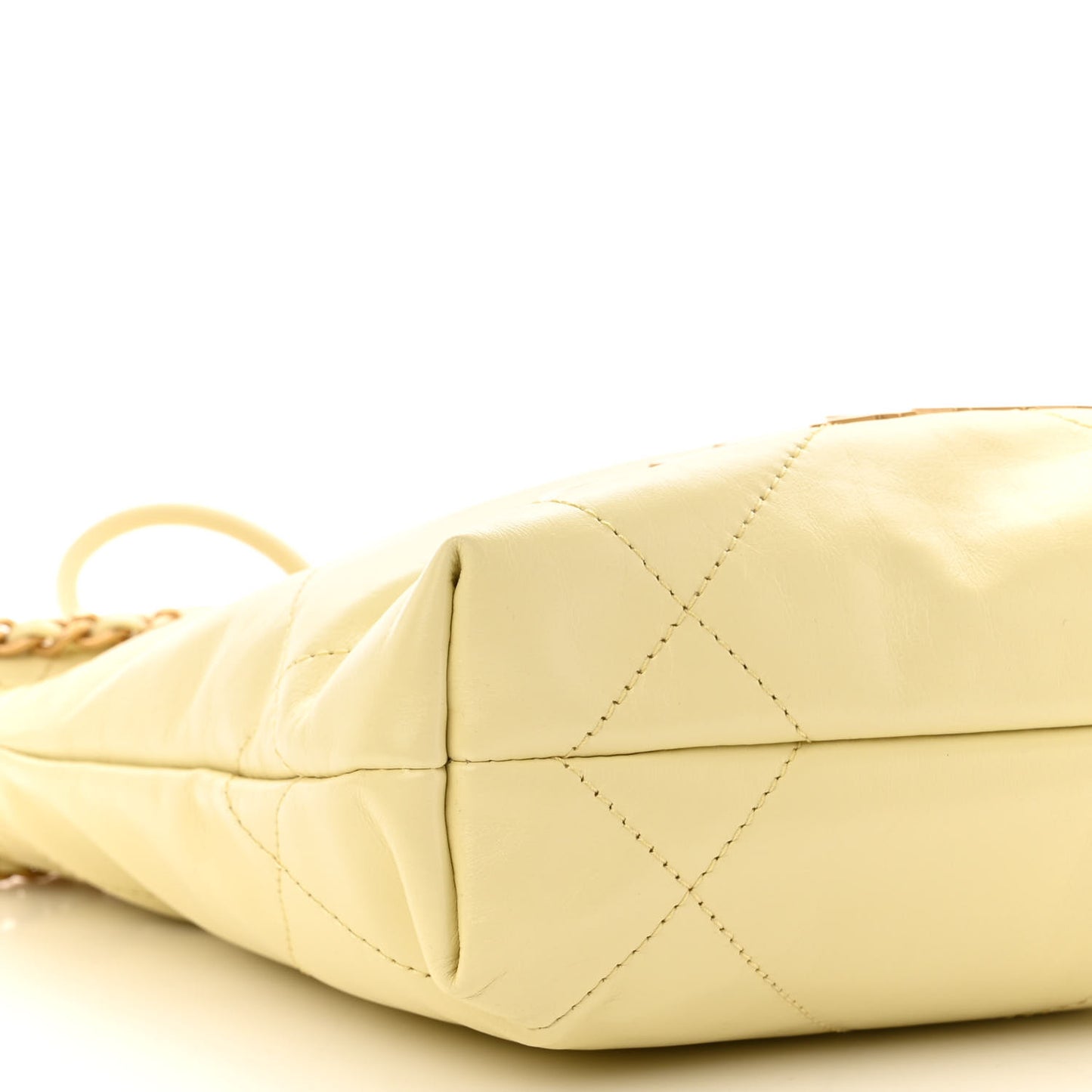 Shiny Calfskin Quilted Mini Chanel 22 Light Yellow