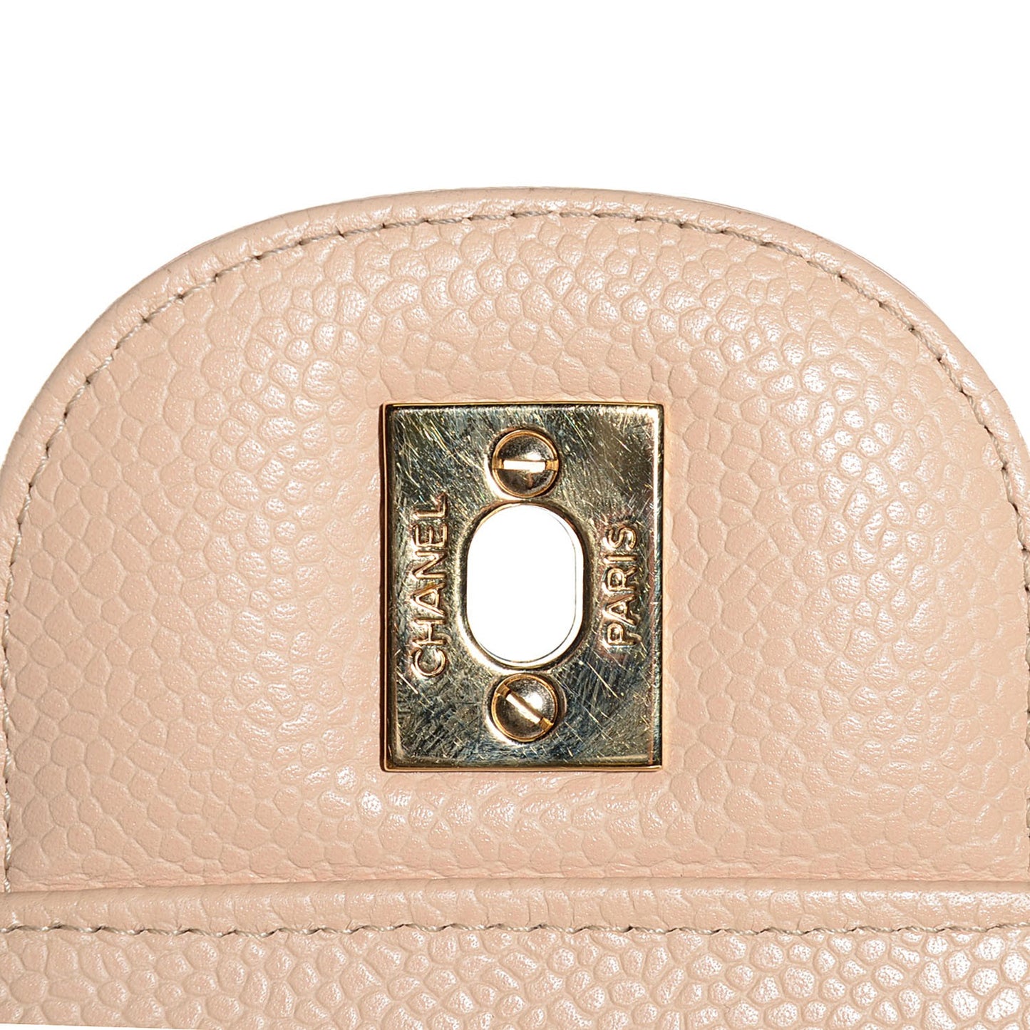 Caviar Quilted Jumbo Double Flap Beige Clair