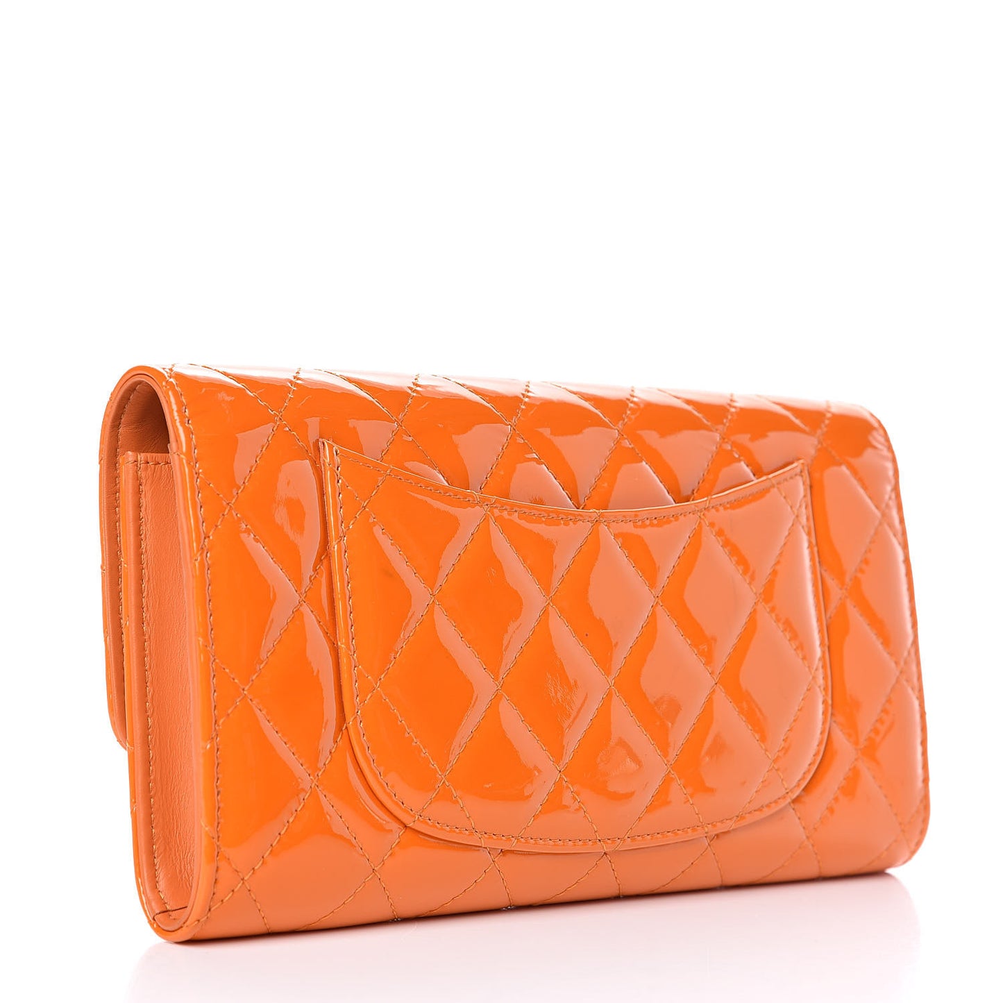 Patent Quilted Travel Wallet Orange