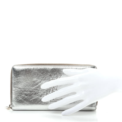 Saint Laurent Metallic Calfskin Belle De Jour Zip Around Wallet Moon 2 of 7
