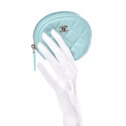 Chanel Caviar Quilted Zip Around Classic Coin Purse Light Blue 2 of 10