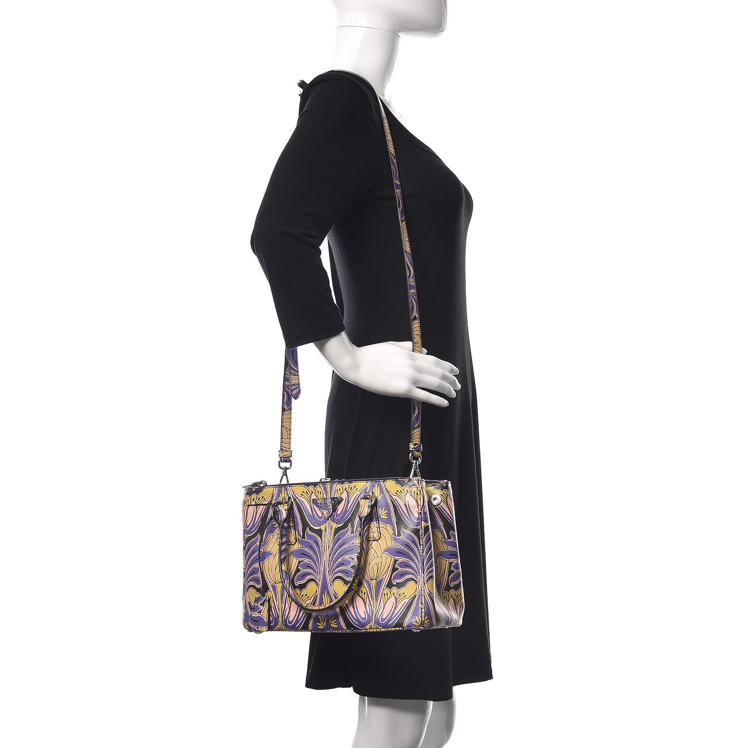 Prada Saffiano Tulip Print Small Galleria Double Zip Tote 2 of 10