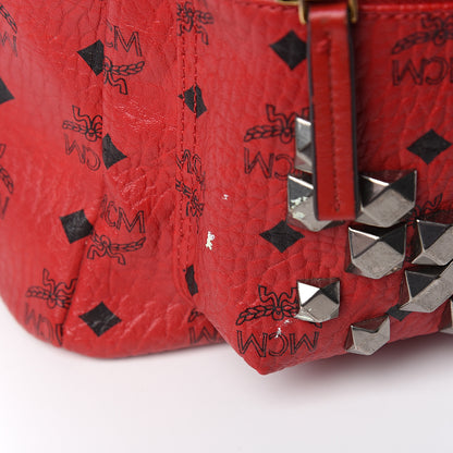 MCM Visetos Studded Medium Stark M Backpack Red 7 of 12
