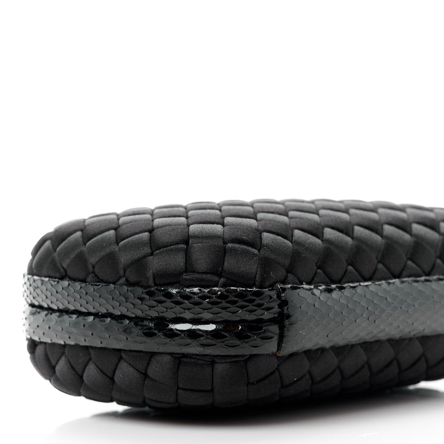 Satin Intreccio Impero Ayers Knot Clutch Black