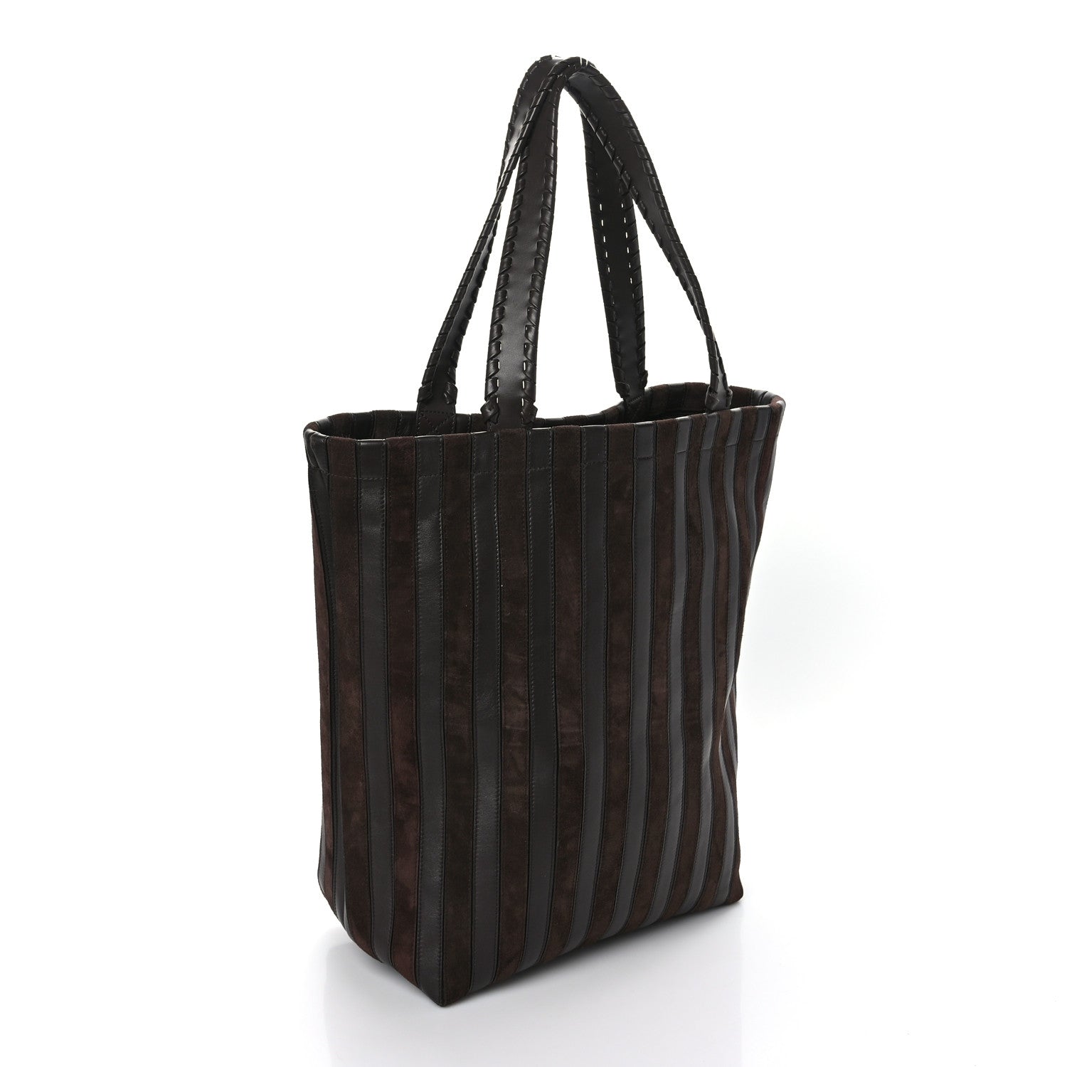 Chloe Calfskin Suede Striped Nella Tote Brown 3 of 9