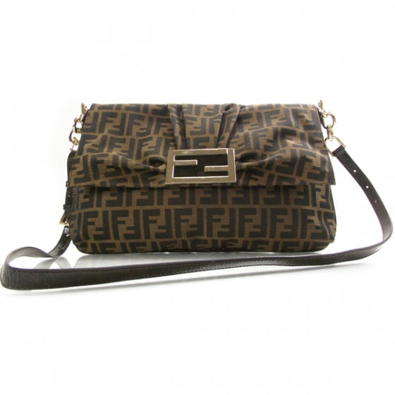 Fendi Zucca Patent Large Mia Shoulder Flap Tobacco 1 of 14